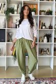 The Sunday Morning Stripe Twist Pant Pear Khaki